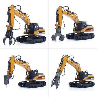 TOUCAN RC HOBBY US in Stock 1/14 Metal Excavator Model HUINA New Upgrade 580 Engineering Vehicle Electric Ball Grabber 360 Rotating Shear Claw Sound Lights for Ages 14+ Gift