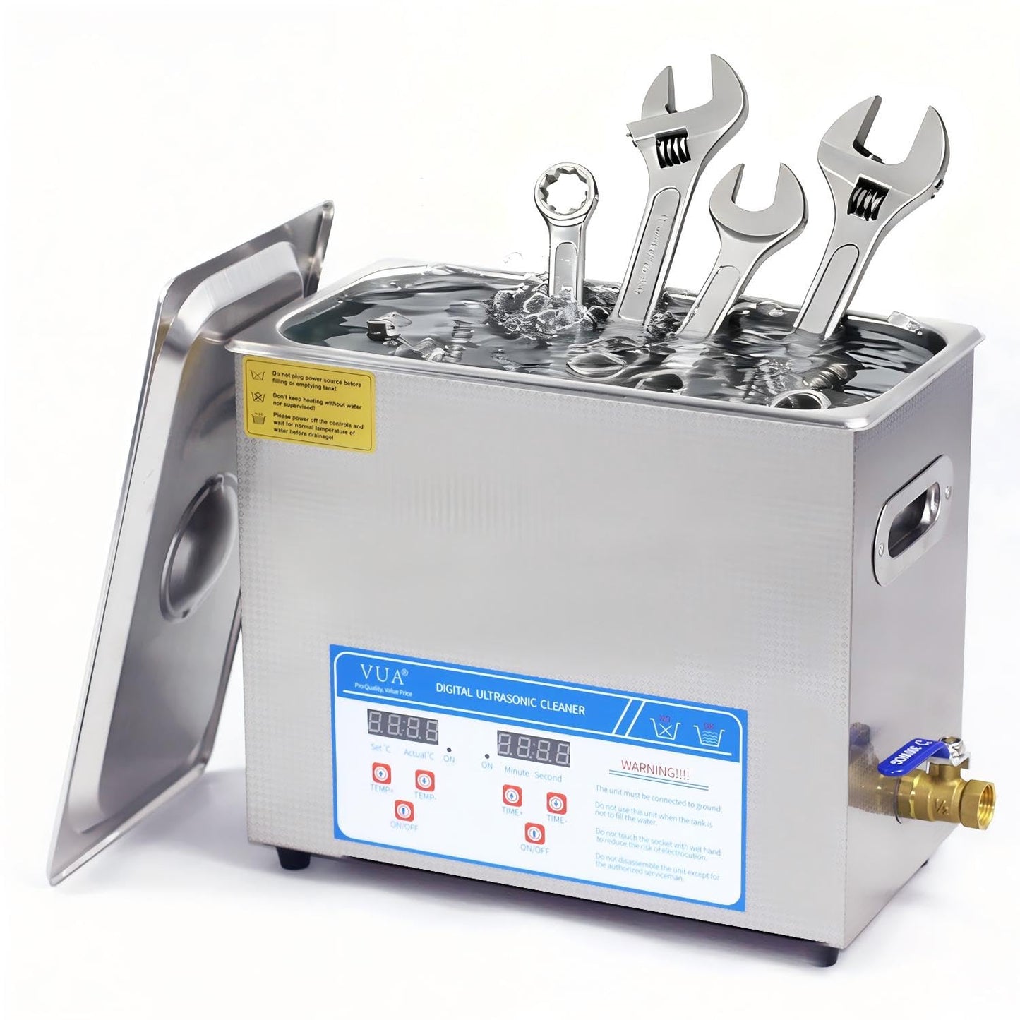 VUA 6L Commercial Ultrasonic Cleaner with Digital Timer & Heater, Professional Ultrasonic Parts Cleaner, Ultra Sonic Cleaning Machine with 300W Heated Cleaner for Glasses Industrial Parts Tools Lab