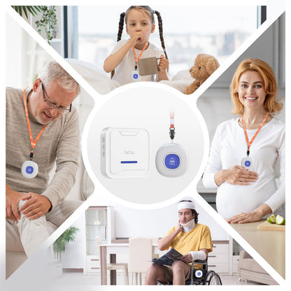 CallToU Wireless Caregiver Pager System, 500+ ft Range, Plug-in Receiver & Waterproof Call Button, Nurse Alert Emergency Call Button for Elderly, Home & Patient Care, Expandable Assist Call System