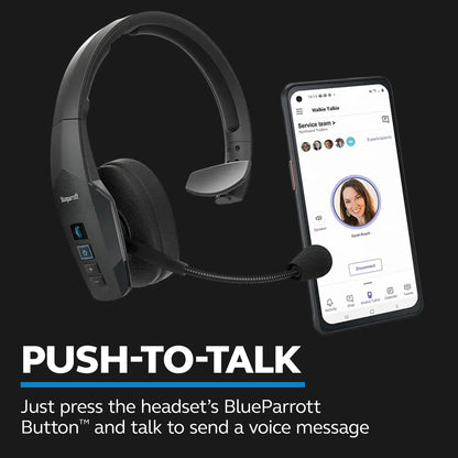 BlueParrott B450-XT Mono Bluetooth Wireless Headphones 96% Noise Canceling Over Head Trucker Headset with Mic, All Day Comfort Padded Headband, Extended Wireless Range, 24 hrs. Talk Time, Black