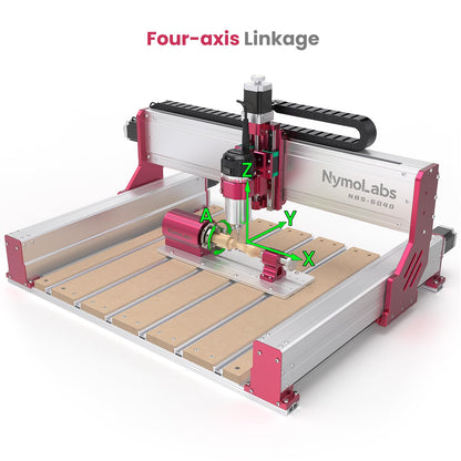 NymoLabs 4th Axis Rotary Module Kit with Industrial Harmonic Reducer for CNC NBX-5040, NBS-6040, 50:1 Speed Reducer, Clamped Range: Length 20-260mm, Diameter 2-67mm