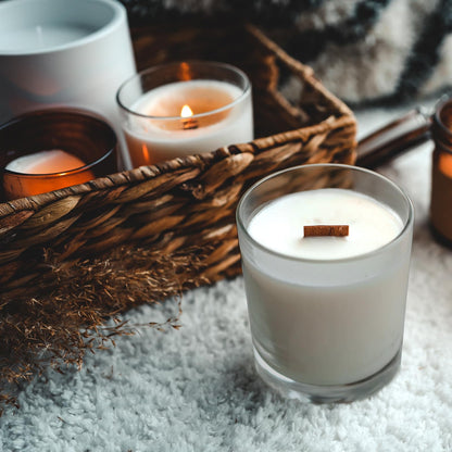 SHOWIN 10 OZ Thick Candle Jars for Making Candles 15 Pcs, Empty Jars with Wood Lids for Candle Making, Sample Container, Grey