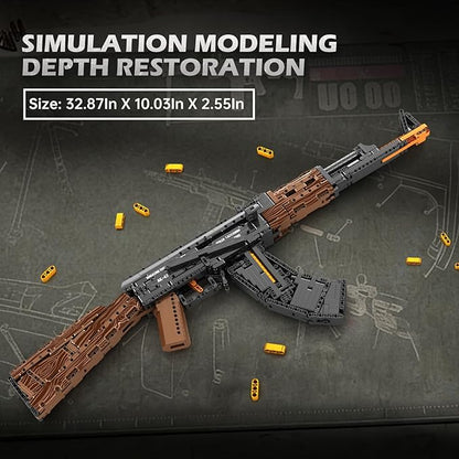 Reobrix Building Block Gun Toy Set for Adults 1238Pcs 1:1 AK-47 Model Kit Collectible Military Gun for Display Ideal Gifts for Military Enthusiasts 14+