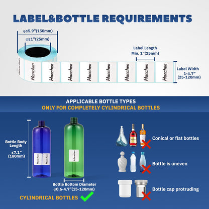 Manual Round Bottle Labeling Machine with High Precision & Speed, Adjustable Bottle Labeler Label Applicator Machine for Round Bottles Cylinders Effortless Labeling