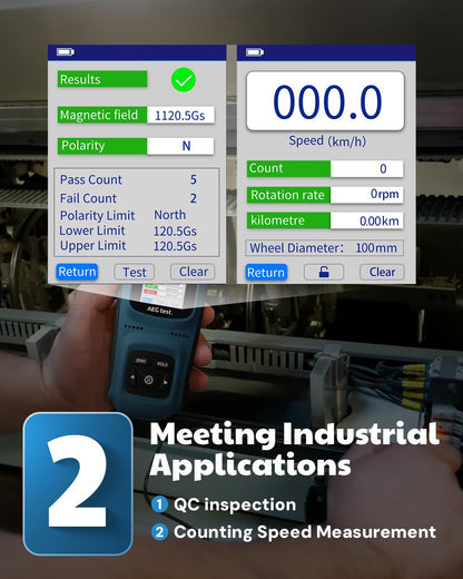 AEGTEST 8103 Gauss Meter, Rechargeable Tesla Meter 0-2500mT, Transverse Probe, Magnetometer with Data Logging and Alarm, Magnetic Field Strength, ±2% Industrial Accuracy for Quality Control, Labs