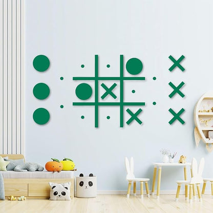 Magnetic Tic Tac Toe Wall-Mount GameGame Room DecorModern Wall Decals for Kids RoomClassroom&ampOfficesBest Gift for Family Friends (Green)