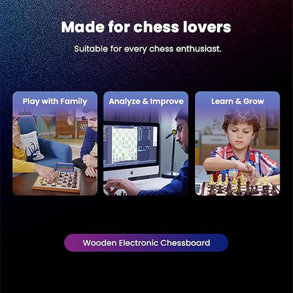 Chessnut Air Electronic Chess Set A magnificently Handcrafted Wooden Chess Board with Extra QueensLEDs AI Adaptive Electronic Chess Set Game and App with Computer Chess Board