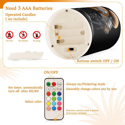 ALAZA Flameless Candles with Remote Timer,Microphone Bear Battery Operated Candles Set of 2 LED Tea Lights Flickering Pillar Votive Candles for Indoor Outdoor Decor