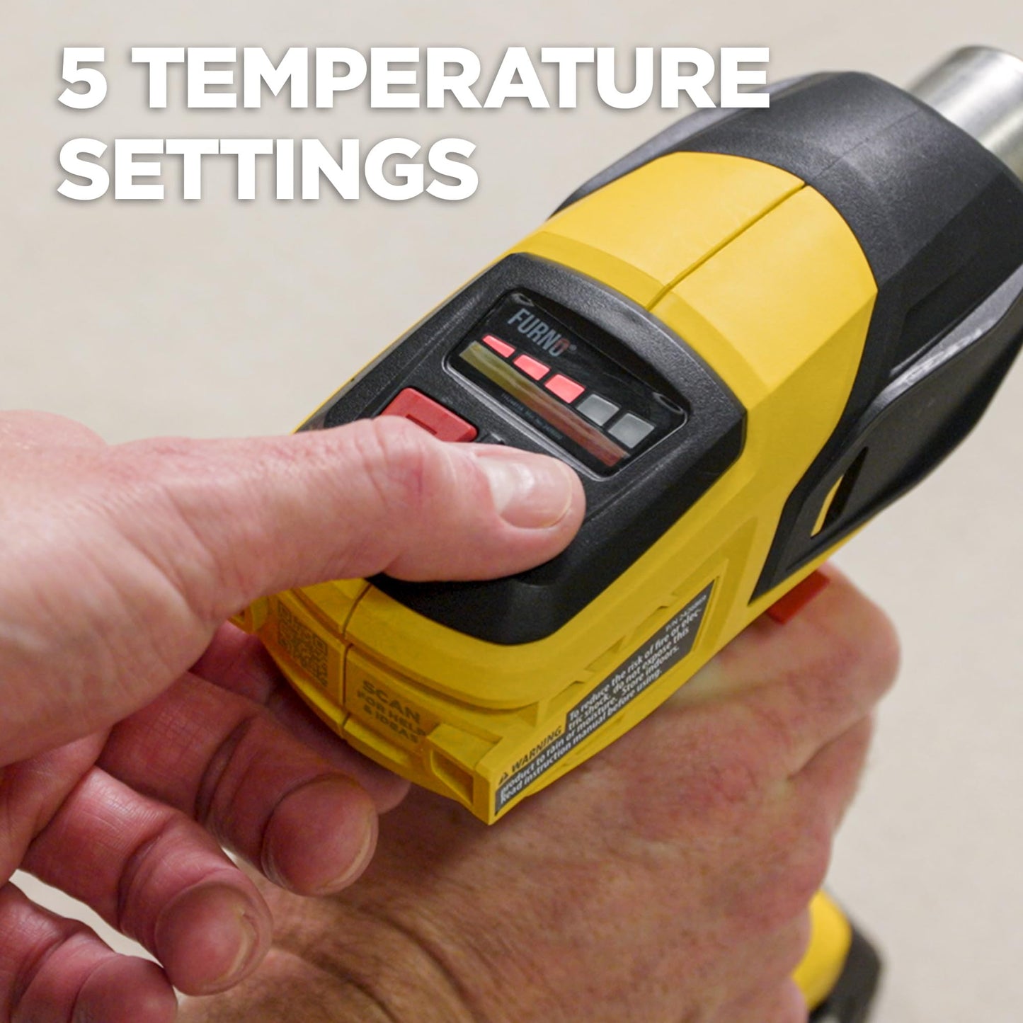Wagner SprayTech 2426866 FURNO 550 18V – Includes 1 Battery and Charger Heat Gun, Yellow