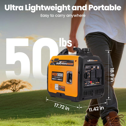 maXpeedingrods 5000 Watt Portable Inverter Generator, Gas and Power Generator, RV-Ready, Quiet and Lightweight for RV Camping