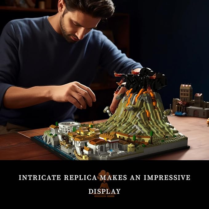Architecture The Ancient City of Pompeii in Rome Building kit Mount Vesuvius Collectible Display Set 2539 Pcs for Adults Compatible with Lego (2539 Pieces)