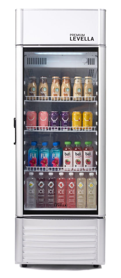 PremiumLevella PRF65DX Single Door Merchandiser Refrigerator-Upright Beverage Cooler-6.5 cu ft-Silver, 6.5 cu.ft. Single Swing Door
