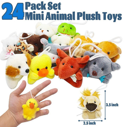 VEALIZUU 24 Packs Mini Plush Animals Toys, Animals Keychain Charms for Kids, Small Stuffed Animal Bulk for Kids, Easter Party Favors, Easter Basket Stuffers, Carnival Prizes, School Gifts