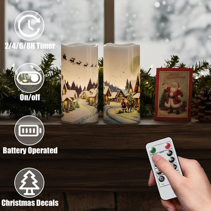 GenSwin Red Bird Flameless Candles with Timer, LED Candles with 3D Wick, Real Wax Pillar Candles for Halloween Christmas Indoor Decorations(D3” x H4”5”6”)