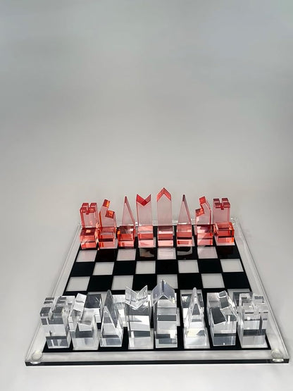 Luxury Acrylic Chess Set Sophisticated Stylish Design 2 Players Age 12+