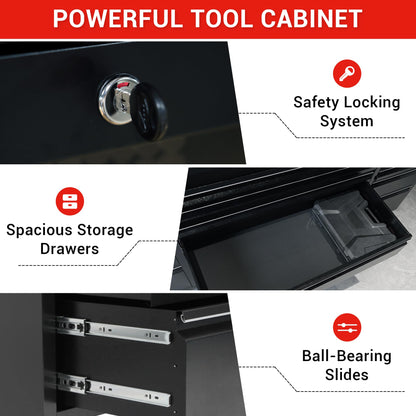 CT Copper Tailor 72-inch Rolling Tool Chest with 15 Drawers and Wheels, Mobile Garage Workbench, Large Tool Box Storage Tool Cabinet with Wood Top for Workshop, Matte Black