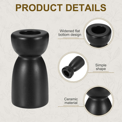 uxcell 2 Pack Candlestick Holder Black Ceramic Taper Candle Holder Candle Stand Holders Modern Style Decoration for Centerpiece Tabletops Anniversary