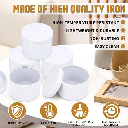 YJHSS 24-Pack 4oz Candle Tins with Lids, Metal Candle Jars for Candle Making, Empty Containers Vessels Bulk for Small Business & Beginners DIY Storage -White
