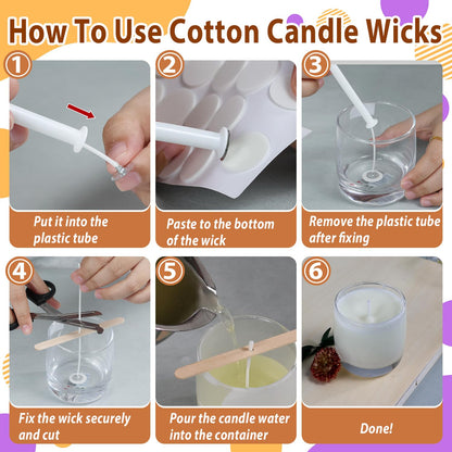 Multiwins 130 Pcs Candle Wicks for Candle Making Kit: 100 Cotton & 30 Wood Wicks with Complete Tool Set (Wick Holders, Wick Stickers, Candle Tabs, Tweezers, Pen), for Soy Beeswax DIY Candles
