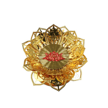 GUDEKIKL 2Pcs Gold Metal Lotus Candle Holder, Creative Alloy Lotus Candle Base, Decorative Desktop Butter Candle Lamp Stand, Lotus Shape Hollow Candlestick for Buddhist Supplies