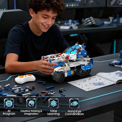 5in1 STEM Robot Building Kits for Kids 6-12 App &amp Remote Control STEM Car Tank Truck Robot Building Toys for Kids Science Learning 800Pcs DIY Building Sets Erector Sets Gifts for Boys Girls