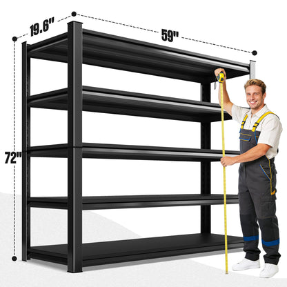 TXTDPL 2000lbs Heavy Duty Garage Shelving, 5-Tier Adjustable Storage Shelves, 72" H x59 W x 19.6" D, Utility Metal shelvingfor Warehouse, Basement, Garage