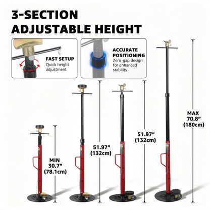 BESTOOL 1.5-Ton (3000Ibs) Underhoist Support Stand with Handle, Adjustable Height 30.7'' to 70.8'', Multi-Functional Topped Adapter, Easy Switching, Supporting Vehicle Components（US Patented）