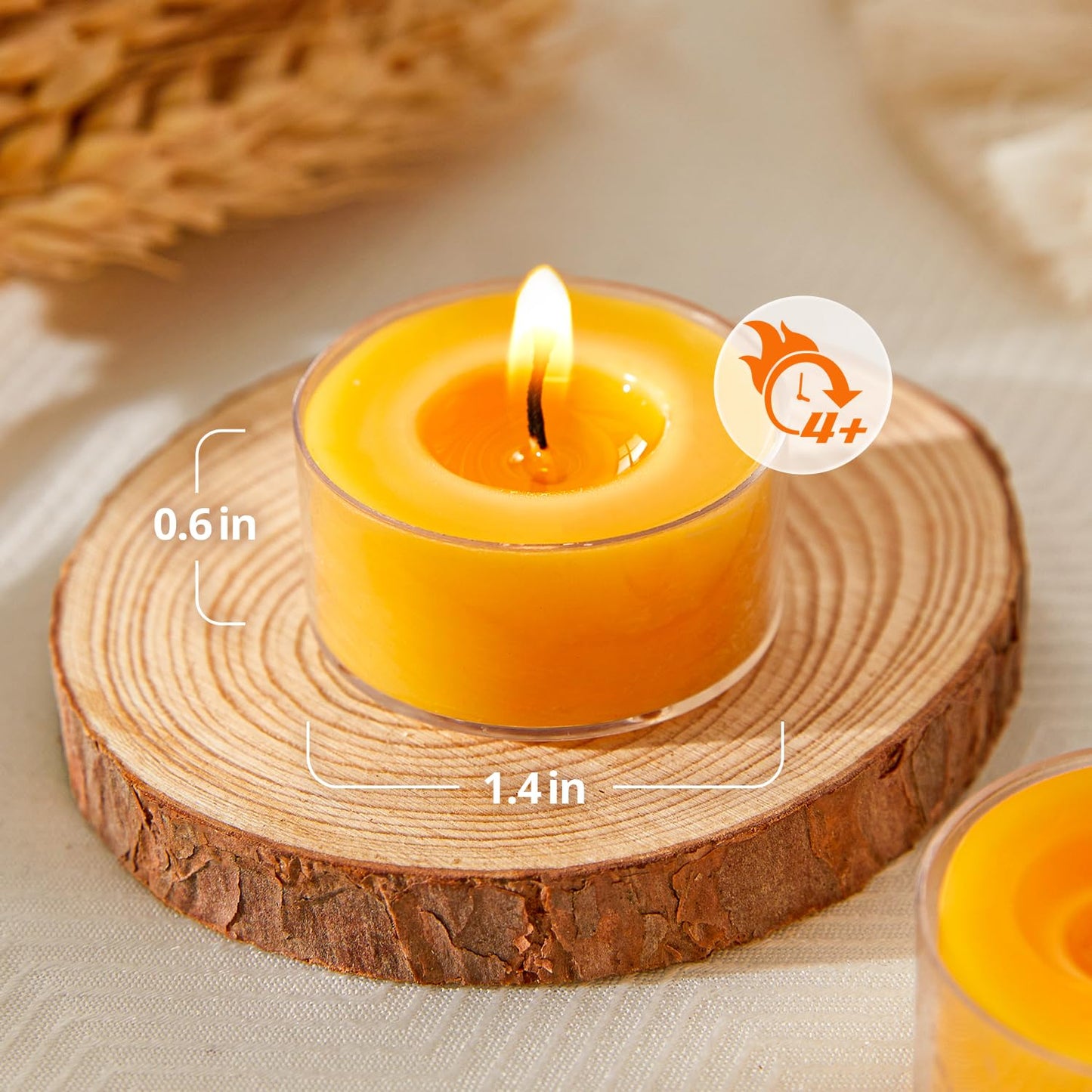 Crenovo 48 Pack Beeswax Tea Lights, 4-Hour Long Burning Tealight Candles, Ideal for Dinners Meditation Home Decor Tea Candles