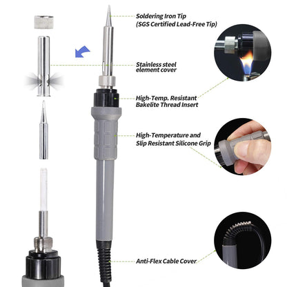 YIHUA 948 Professional Desoldering Station bundle with the YIHUA #948A Replacement Soldering Iron Handpiece/Handle, and Accessories (28 Items)