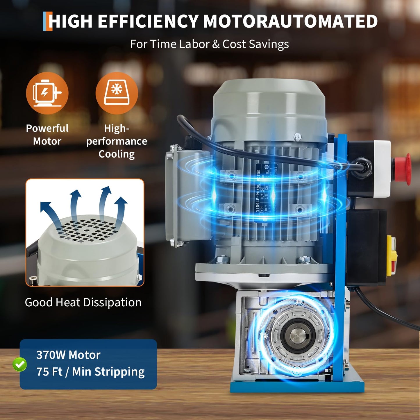 Automatic Wire Stripper Machine, 0.06" - 1.5" Automatic Wire Stripper w/75 Feet/Minute, 370w 10 Channels 10 Blades with Transparent Panel for Recycling Copper