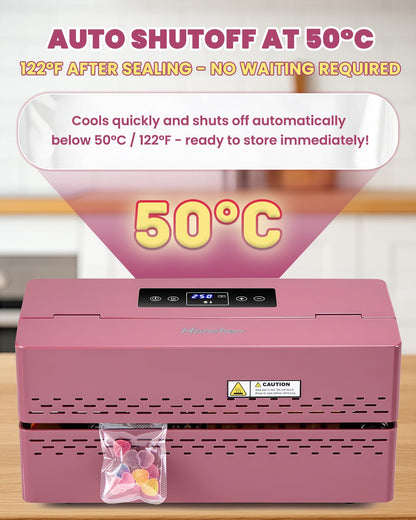 Commercial Heat Sealing Machine, Automatic Continuous Band Sealer | 32-482°F Adjustable with Smart LED Touchscreen | Fast, Quiet & Safe for Home Kitchen, Bakery, Food Storage & Snacks Packaging
