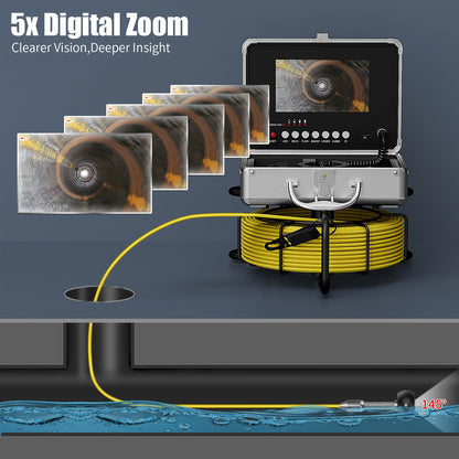 EIXAUP Sewer Camera 100 ft, 17 MM Pipe Inspection Camera with 8 Pcs LED Lights, 7" 1080P HD Monitor with DVR Function, IP68 Waterproof, Meter Marker, Included 32GB Card(30 m)