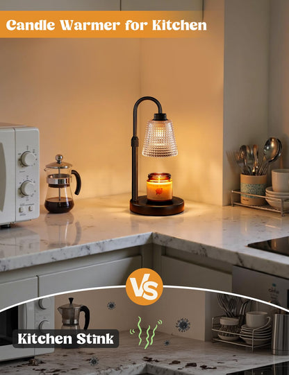 Innqoo Candle Warmer Lamp with Timer, Dimmable Candle Warmer for Jar Candles, Height Adjustable Wax Melts Warmer, Birthday Gifts for Women Mom, House Warming Gifts New Home Decor