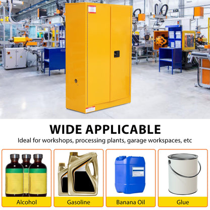 PeacefulHues 45 Gal Flammable Safety Cabinet, Large Capacity Flammable & Chemical Storage Cabinet, Heavy-Duty 2-Door Fireproof Cabinet for Industrial Warehouse, Factory, Workshop