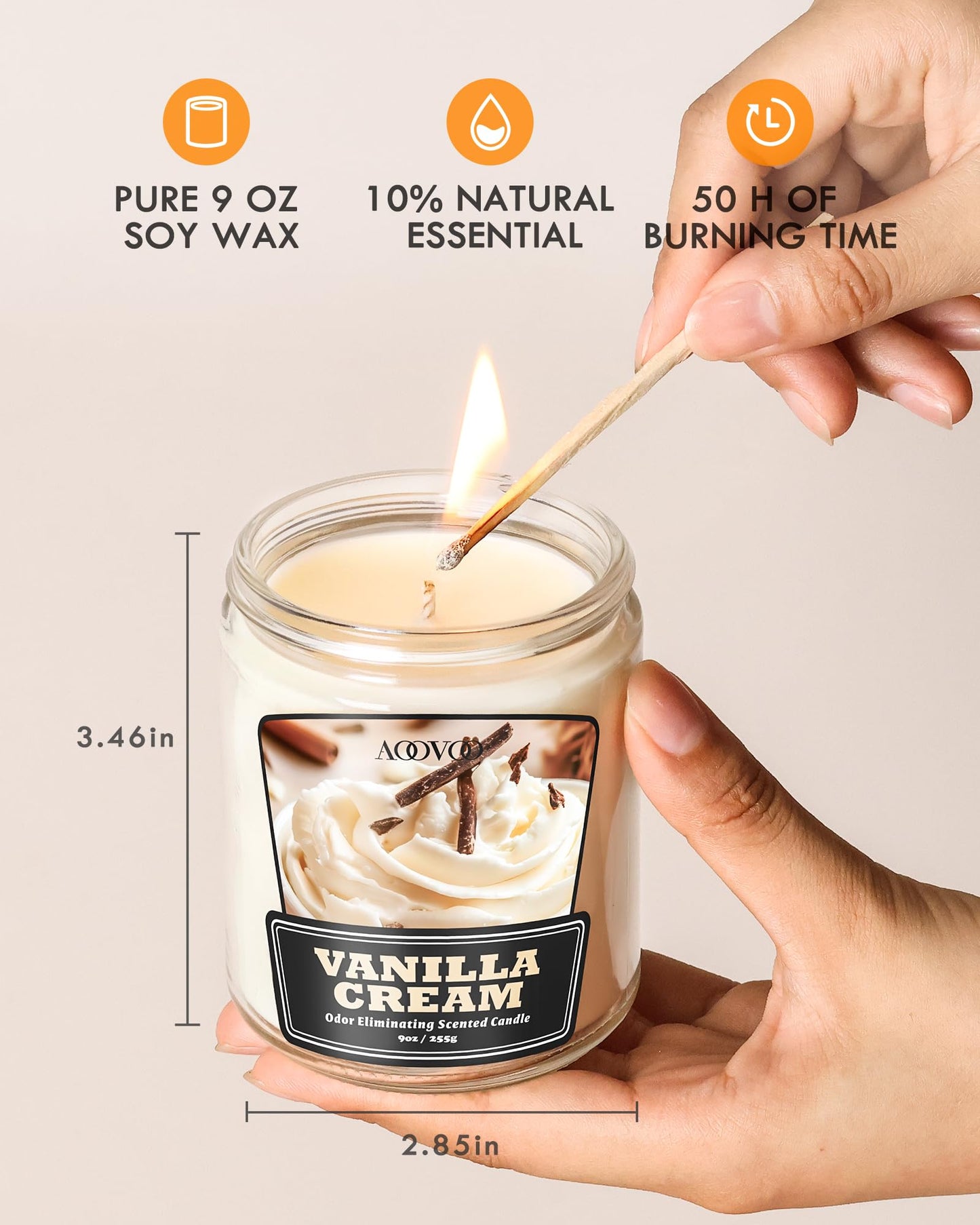 AOOVOO 4 Pack Odor Eliminating Candle - Up to 200 Hours Burn time, Eliminates 95% of Pet, Smoke, Food, and Other Smells Quickly, 36 oz Non Toxic Highly Fragranced Air Freshing Soy Candle