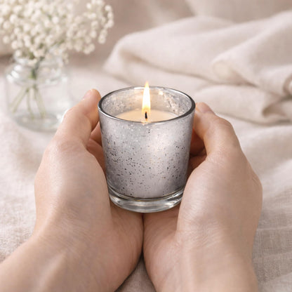 Hosley Set of 24 Silver Mercury Filled Glass Votive Candles. Ideal Gift for Weddings, Bridal Showers, Parties, Home Decor, and Special Events