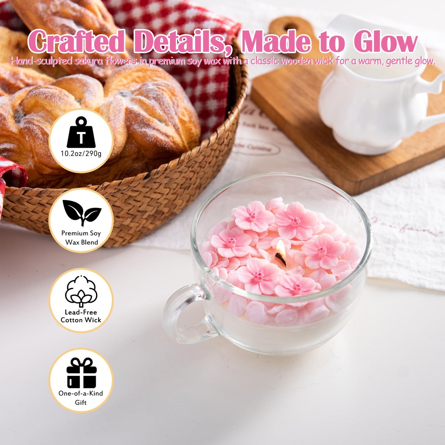 Romantic Sakura Cup Scented Soy Candle for Birthday Gift Wedding Favor