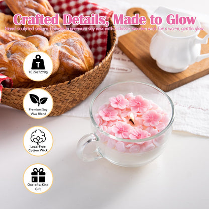 Romantic Sakura Cup Scented Soy Candle for Birthday Gift Wedding Favor