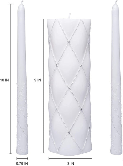 Hosley Gold Metal Unity Candle Holder Bundle with 11.5" High White Wedding Unity Candle Set, Great for Weddings Party Special Events and Emergency Lighting
