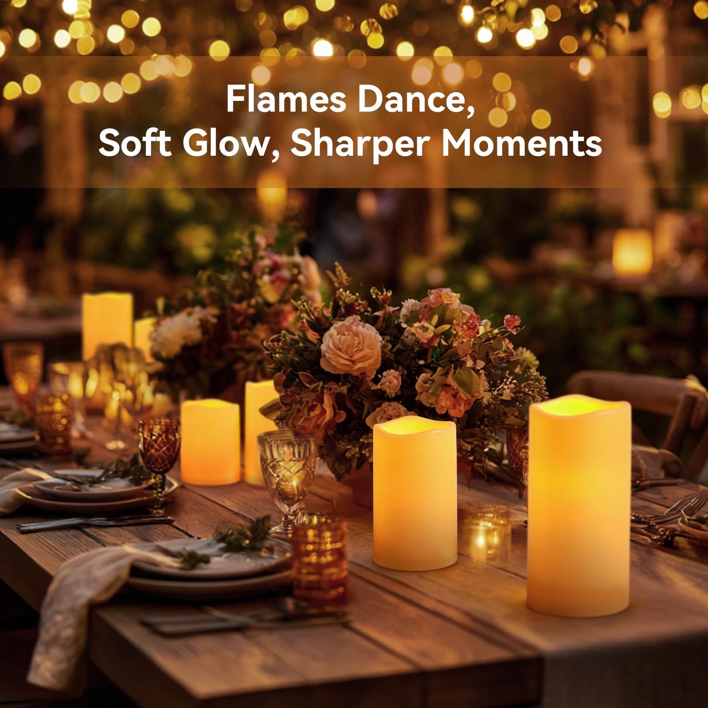 Raycare 3"x4" Outdoor Waterproof Flameless Candles, Battery Operated LED Electric Candles with Remote and Timers, Fake Pillar Candle for Patio, Porch, and Wedding Decor, Ivory, Set of 2