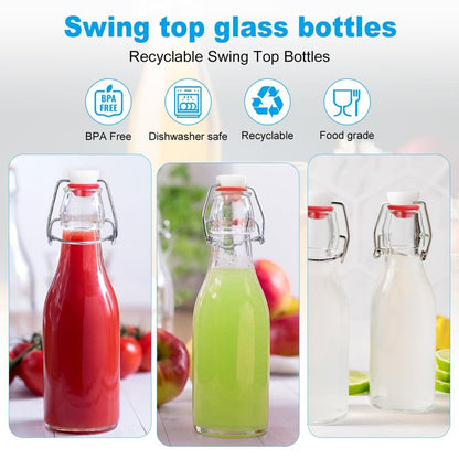 JOBVERT Swing Top Bottles,8.5oz 4 Pack Flip Top Glass Bottle with Airtight Grolsch Closures, Reusable for Kombucha, Beer, Cold Brew, Homemade Beverages & Storage