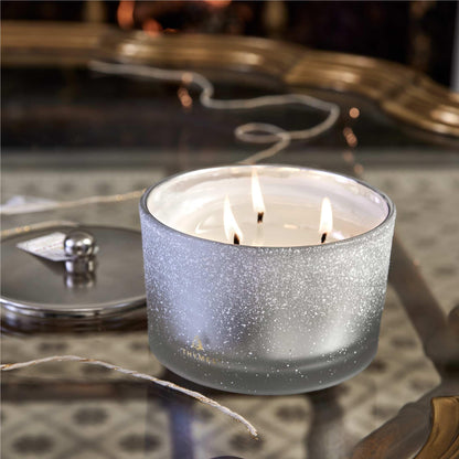 Thymes Frasier Fir Flocked Jar Candles – Holiday Scented Candles for Home with Notes of Crisp Siberian Fir, Cedarwood & Sandalwood – Luxury Home Decor Gifts for Women & Men (3-Wick, 18 oz)