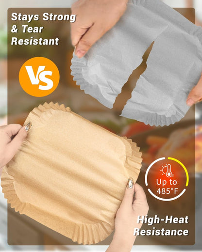 500Pcs Air Fryer Paper Liners, 8” Square Disposable Parchment Paper Liner for 5-8 QT Air Fryer, Non-Stick, Oil Proof Unbleached Airfryer for Baking, Roasting Microwave