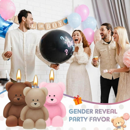 Dansib 50 Pcs Bear Baby Shower Candle Favors for Guest Bear Party Favors Baby Shower Candles Bulk for Gifts Party Decorations (Light Brown,Dark Brown,Pink)