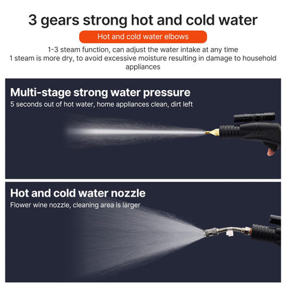 1700W High Pressure Steam Cleaner, Handheld Tankless Steamer with Hot & Cold Water Modes for Home & Auto Detailing - Cleans Tile Grout, Kitchen Grease, Floor Gaps (US Plug-Blue)