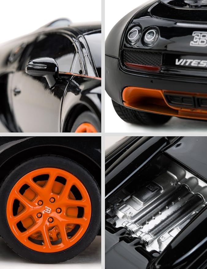 RASTAR RC Car | 1:24 Bugatti Veyron 16.4 Grand Sport Vitesse Radio Remote Control Racing Toy Car Model Vehicle Black/Orange