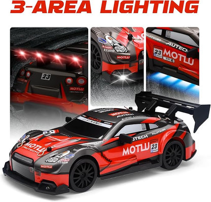 RC Drift Car 1:24 Scale Remote Control Vehicle for Kids2.4GHz 20KM/H 4WD High Speed RC Cars with LED Light Two Batteries &amp Drifting Tires Racing Sport Toy Cars for Adults Boys Girls Kids 8607BK