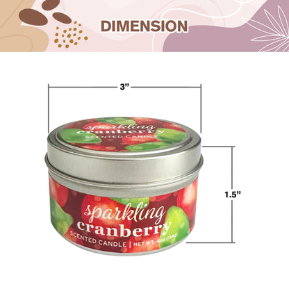 Greenwich Bay Hand-Poured Scented Candle in Decorative Tin – 4 oz/114 g Travel Candle with Lead-Free Wick, Vegetable Wax, Aromatherapy Gift, Single Wick – Made in USA (Sparkling Cranberry)