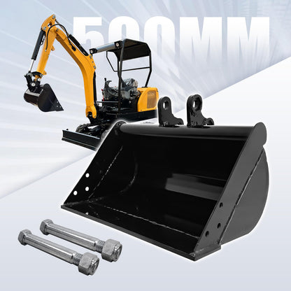500mm Flat Bucket Accessories Toothless Bucket Compatible with 0.8-1.5 Tons of Small Excavators, Used to Load Sand, Soil, Clean Ditches