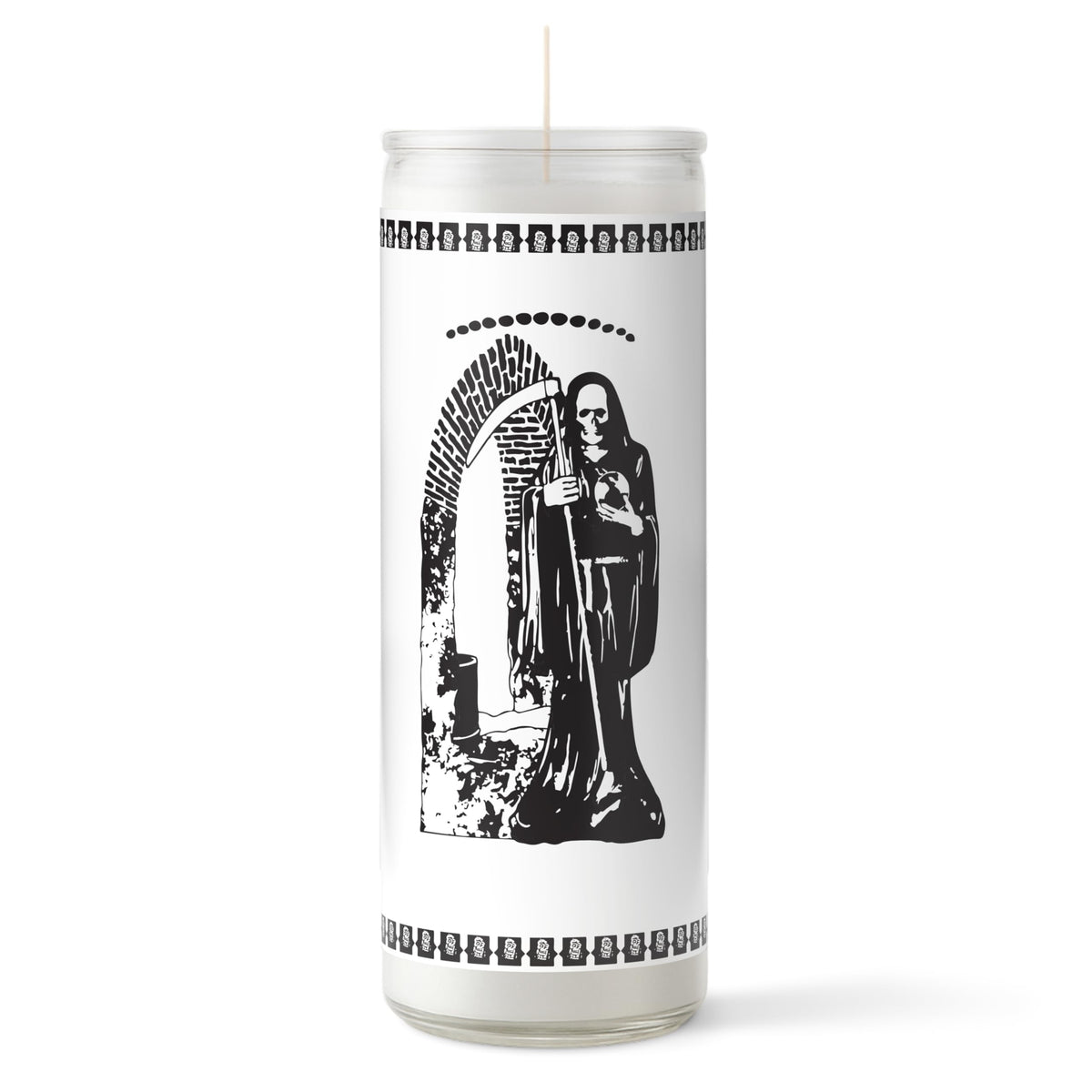 Alumenza 6 Pack Santa Muerte Candle in Glass Jar 90 Hours– Paraffin Wax, Clean Burning Unscented | Large & Tall Devotional Prayer Pillar Candles for Home, Memorial, Rituals
